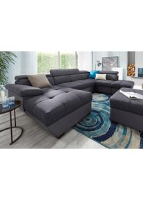 COTTA, COTTA Wohnlandschaft &raquo;Speedway U-Form&laquo; mit Kopfteilverstellung, wahlweise mit Bettfunktion & Bettkasten, schwarz, schwarz, Kunstleder SOFTLUX /