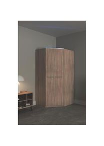 Priess, Priess Eckkleiderschrank &raquo;Barcelona Kleiderschrank Eckl&ouml;sung Raumwunder&laquo; in 2 Tiefen Schrank Eckschrank Garderobe, struktureichefarben hell, 