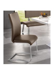 MCA furniture, MCA furniture Freischwinger &raquo;Arco&laquo; (Set) 2 Stk.Stuhl mit Echtlederbezug, belastbar bis 130 Kg, cappuccino, edelstahl geb&uuml;rstet, Leder, 