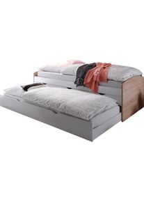 Begabino, Funktionsbett mit 2. Schlafgelegenheit, struktureichefarben hell, wei&szlig;