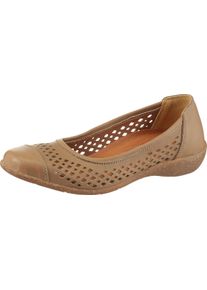 Damen Ballerina mit perforiertem Leder camel