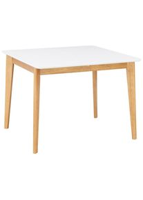 Livetastic Esstisch , Weiss , Holz , Eiche,Kautschukholz , massiv,massiv , quadratisch , 100-130x74x100 cm , ausziehbar , Esszimmer, Esszimmerserien