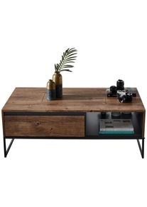 Hom&acute;in Hom`in Couchtisch , Graphitfarben, Eichefarben , Holzwerkstoff , 1 Schublade(n) Schubladen , rechteckig , Kufe , 65x42x115 cm , Wohnzimmer, Wohnzimmertische, Couchtische, Couchtische eckig