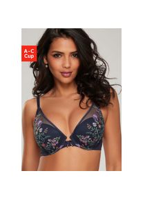Lascana, Lascana Push-up-BH mit bunten Blumen aus Stickereispitze, im High-Apex Design, Dessous, marine, bunt, 70, Cup B, Push-up-BH