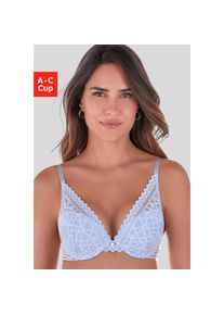 s.Oliver, s.Oliver Push-up-BH &raquo;Milene&laquo; im edlen High-Apex Look mit graphischer Jacquardspitze, sexy Dessous, eisblau, 85, Cup A, Push-up-BH