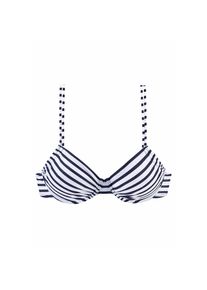 Venice Beach, Unisex, B&uuml;gel-Bikini-Top &raquo;Summer&laquo; mit Doppeltr&auml;gern, wei&szlig;, marine, gestreift, 36, Cup F, Verstellbare Doppeltr&auml;ger