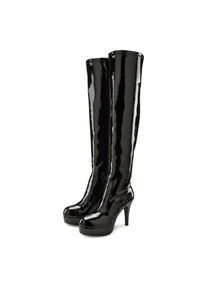 LASCANA Belle Affaire, Unisex, LASCANA Belle Affaire Overkneestiefel &raquo;High-Heel-Stiefelette mit Plateau,&laquo; in erotischer Lack-Optik, schwarz, 40, In 