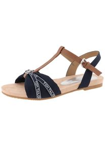 Tom Tailor, Unisex, Tom Tailor Sandalette , Sommerschuh, Sandale, Blockabsatz, mit verstellbarer Schnalle, navy, 42, Sandalette mit bedruckem Band