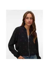 V&eacute;ro Moda Vero Moda, Unisex, Blouson &raquo;VMCOCO L/S BOMBER AOP WVN NOOS&laquo; Materialmix, schwarz aop:rot cherry, M, Bomberjacke von Vero Moda