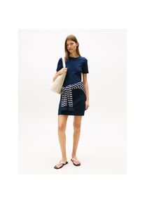 Tommy Hilfiger, Unisex, Shirtkleid &raquo;NEW CODY STR SLIM SHORT DRS SS&laquo; mit allover Streifendessin, Logo-Flag, schwarz night navy, M (38), N-Gr, 