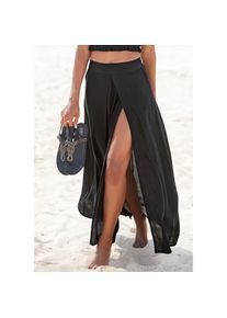 Lascana, Unisex, Lascana Maxirock mit besonderem Schnitt, langer Rock mit Beinschlitz, Strandrock, schwarz, 38, Glatter Bund vorne