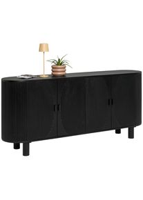 Ambia Garden Sideboard , Schwarz , Holz , Mangoholz , massiv, Sperrholz , 2 F&auml;cher , 180x80x40 cm , stehend , Wohnzimmer, Wohnw&auml;nde, Wohnwand- Serien