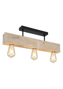 hofstein Globo ADALIE Deckenleuchte Holz hell, Schwarz, 3-flammig