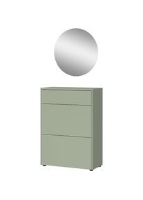 Germania, Germania Garderoben-Set &raquo;GW-Binetto&laquo; 2 Stk. tlg., taupegr&uuml;n, navarra, eiche, nachbildung, Glas, Holzwerkstoff, Kunststoff, B/H/T: 70 cm cm x