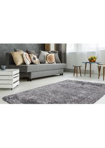 Kayoom, Hochflor-Teppich &raquo;Diamond 700&laquo; rechteckig 45 mm H&ouml;he weiche Microfaser, Langflor, Shaggy, Melange, Wohnzimmer, grau, wei&szlig;, Kunstfaser, 45 mm