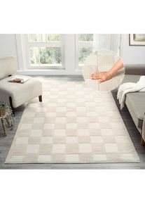 Goodproduct, GOODproduct Teppich &raquo;Belion, Hoch-Tief-Struktur, Karo-Muster&laquo; rechteckig 19 mm H&ouml;he leichter Glanz, Schachbrettmuster, Modern, Wohnzimmer