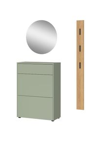 Germania, Germania Garderoben-Set &raquo;GW-Binetto&laquo; 3 Stk. tlg., taupegr&uuml;n, navarra, eiche, nachbildung, Glas, Holzwerkstoff, Kunststoff, Metall, B/H/T: 