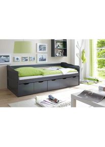 Ticaa, Funktionsbett &raquo;Maria&laquo; mit 5 Schubk&auml;sten, wahlweise mit Matratze, kiefer massiv anthrazit