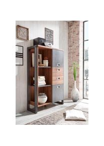 Home Affaire, Home Affaire Highboard &raquo;Detroit&laquo; H&ouml;he 140 ca. cm, braun, schieferfarben, B/H/T: 90 cm x 140 cm x 35 cm