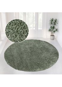 my home, my home Teppich &raquo;Shaggy 30&laquo; rund 30 mm H&ouml;he Teppich in Uni-Farben, besonders weich und kuschelig, Wohnzimmer, gr&uuml;n, Kunstfaser, 30 mm