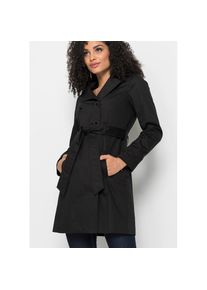 bonprix, Unisex, bonprix Trenchcoat mit abnehmbarem Bindeg&uuml;rtel, 2-Reiher, schwarz, 46, Femininer 2-Reiher mit abnehmbarem Bindeg&uuml;rtel