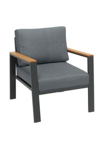 Ambia Garden Loungesessel , Anthrazit, Grau, Naturfarben , Holz, Metall, Textil , Eukalyptusholz , massiv , F&uuml;llung: Schaumstoff, Polyester , eckig , 73x74x75 cm , Gartenm&ouml;bel, Loungem&ouml;bel, Lounge-Sessel