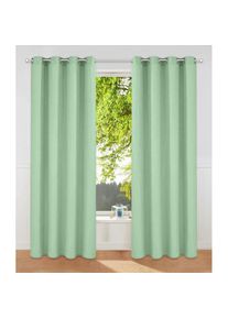 Goodproduct, GOODproduct Vorhang &raquo;Parry&laquo; &Ouml;sen 2 Stk. tlg. 2-er Set, blickdicht, monochrom, basic, lindgr&uuml;n, Polyester, Recyceltes Material