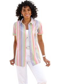 Damen Longbluse im Streifen-Dessin hellros&eacute;-bleu-gestreift