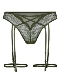 Hunkem&ouml;ller Hunkem&ouml;ller Set: String und Strumpfhalter 'Isabelle' Damen Gr&ouml;&szlig;e XS dunkelgr&uuml;n Winterschuhe