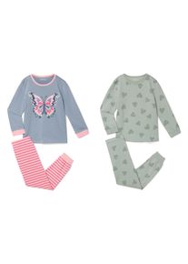 Tchibo - 2 Kinder-Pyjamas - Gr. 134/140 - hellblau/print