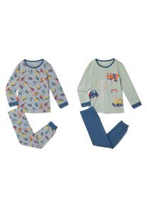 Tchibo - 2 pyjamas pour enfant - taille: 122/128 - vert/bleu/imprim&eacute;