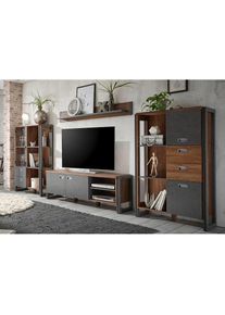 Home Affaire, Home Affaire Wohnwand &raquo;Detroit Set 2&laquo; Set, 4 Stk. tlg., braun, schieferfarben, B/H/T: 360 cm cm