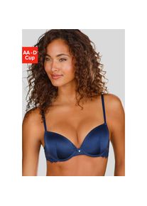 Lascana, Lascana Push-up-BH &raquo;Alana&laquo; mit hohem Seidenanteil und edler Spitze, Dessous, dunkelblau, 80, Cup A, Push-up-BH