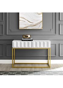 LEONIQUE, Konsolentisch &raquo;Alais&laquo; in 3D-Optik, mit zwei Schubladen und goldfarbenem Gestell, wei&szlig;, B/H/T: 110 cm x 76 cm x 42,5 cm