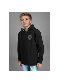 Bruno Banani, Unisex, Kapuzenshirt &raquo;Shirt mit R&Uuml;CKENPRINT f&uuml;r Unisex&laquo; F&uuml;r TEENS. Cooles Logoshirt, schwarz, 176/182, Kapuzenshirt f&uuml;r Unisex aus 