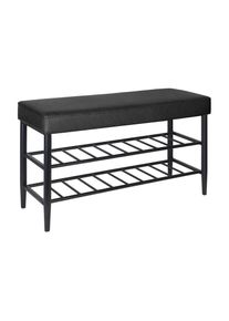 Relaxdays, Relaxdays Schuhbank &raquo;mit zwei Ablagen 80 x 50 cm&laquo;, schwarz, schwarz, Eisen, Kunststoff, B/H/T: 80 cm x 50 cm x 30 cm