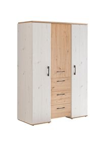 M&auml;usbacher M&auml;usbacher, Dreht&uuml;renschrank &raquo;Micha&laquo;, artisan, wei&szlig;, asteiche, Holzwerkstoff, B/H/T: 127 cm x 186 cm x 54 cm