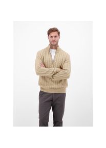 Lerros, Herren, Lerros Strickpullover &raquo;Troyer mit Zopfmuster - Klassik trifft Coolness&laquo;, tender beige melange, XXL, Traditionelles Zopfmuster in 
