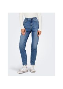Only, Unisex, Only Straight-Jeans &raquo;ONLEMILY STRETCH HW ST AK DNM CRO571NOOS&laquo;, medium blau denim, 28, L&auml;nge 32, Straight-fit-Jeans mit hoher Leibh&ouml;he 