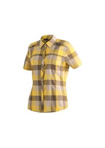 Maier Sports, Unisex, Outdoorbluse &raquo;Kendra S/S W&laquo; Unisex Kurzarmbluse, pflegeleichte Karobluse, zartgelb, 36, Kurzarmbluse mit Webkaro f&uuml;r 