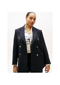 Tommy Hilfiger Curve, Unisex, Jackenblazer &raquo;CRV TIMELESS WOOL DB BLAZER&laquo; in grossen Gr&ouml;ssen, mit Wolle, schwarz night navy, 54, Blazer von Tommy 