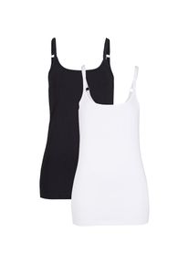 bonprix, Unisex, bonprix Shirttop Packung, 2 Slim fit, ohne &Auml;rmel, langer Schnitt, aus Baumwolle mit Elasthan, wei&szlig;, schwarz, 36/38 (S), Angenehmes 