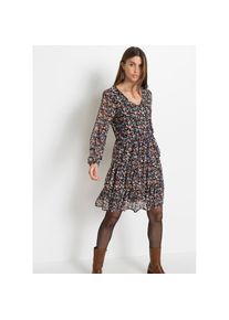 bonprix, Unisex, bonprix Minikleid f&uuml;r vielseitige Gr&ouml;ssen von 32/34 bis 48/50, mit Blumenmuster, schwarz gebl&uuml;mt, 48/50 (XL), N-Gr, Vielseitige 