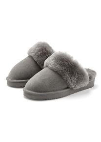 Vivance Dreams, Unisex, Hausschuh &raquo;Pantoffeln, Clogs, Schlappen, Pantolette,&laquo; mit kuscheligem Lammfell aus Leder, grau, 41, Kuschelig weiche 