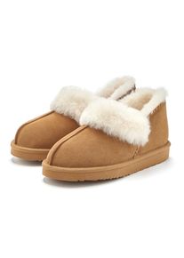 Vivance Dreams, Unisex, Hausschuh &raquo;Pl&uuml;sch Hausschuh, Pantolette, Pantoffel, Homeslippers&laquo; mit kuscheligem Lammfell aus Leder, camelfarben, 37, 