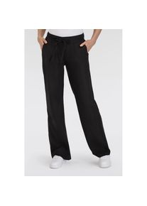 MAC, Unisex, MAC Leinenhose &raquo;CHIARA BELT&laquo; Sommerhose Wide Fit, mit geradem, weitem Bein, schwarz, 36, L&auml;nge 32, Jump-in Hose von MAC
