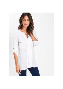 bonprix, Unisex, bonprix Tunika figurumspielende Passform, mit langem Arm, mit eingelegten Falten, wei&szlig;, 54, Figurumspielende Passform sorgt f&uuml;r 