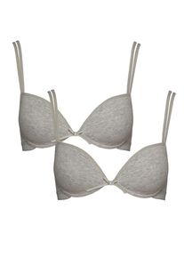 Boobs & Bloomers Boobs & Bloomers, Unisex, T-Shirt-BH &raquo;Anny&laquo; 2er Pack, mit Schale, mit Schleife, mit B&uuml;gel, verstellbare Tr&auml;ger, Baumwollmix, grau, 65, Cup AA/A, 