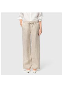 MAC, Unisex, MAC Leinenhose &raquo;CHIARA BELT&laquo; Sommerhose Wide Fit, mit geradem, weitem Bein, almond beige melange, 34, L&auml;nge 30, Jump-in Hose von MAC