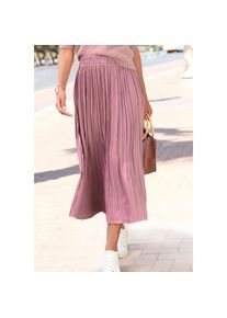 Lascana, Unisex, Lascana Maxirock mit Plisseefalten, edel gl&auml;nzende Ware, mauve, 36, Faltenrock aus edel gl&auml;nzender Ware